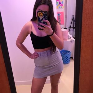 blue and white striped mini skirt